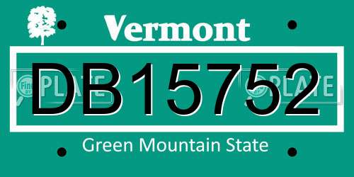 DB15752 Vermont License Plate