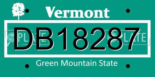 DB18287 Vermont License Plate