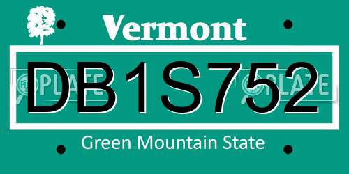 DB1S752 Vermont License Plate