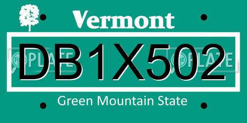 DB1X502 Vermont License Plate
