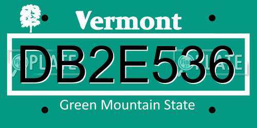 DB2E536 Vermont License Plate