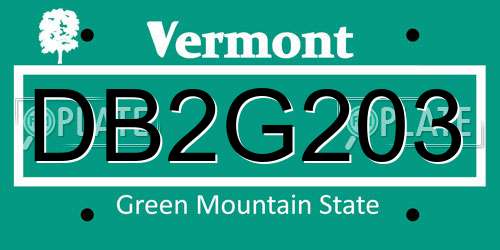 DB2G203 Vermont License Plate