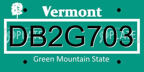 DB2G703 Vermont License Plate