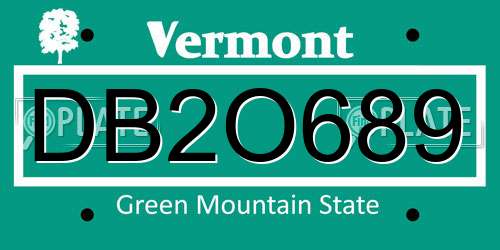 DB2O689 Vermont License Plate