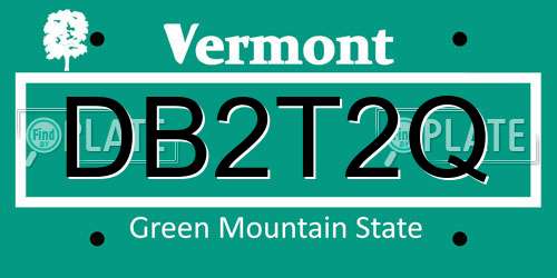DB2T2Q Vermont License Plate