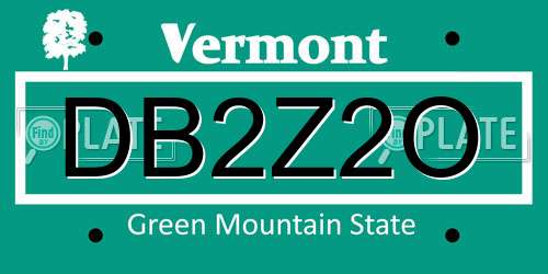 DB2Z2O Vermont License Plate