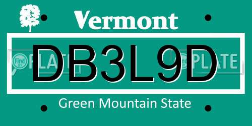 DB3L9D Vermont License Plate