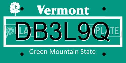 DB3L9Q Vermont License Plate
