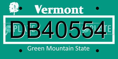 DB40554 Vermont License Plate