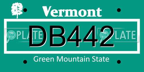 DB442 Vermont License Plate