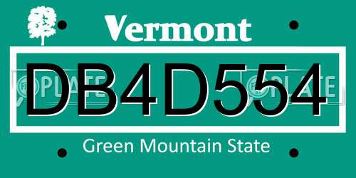 DB4D554 Vermont License Plate
