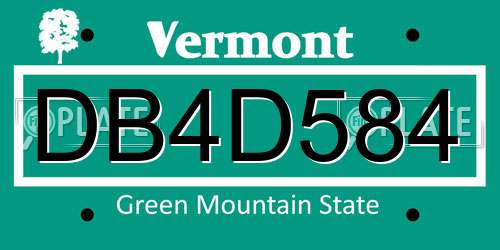 DB4D584 Vermont License Plate