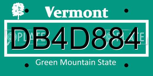 DB4D884 Vermont License Plate