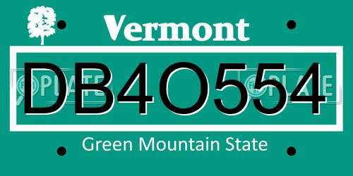 DB4O554 Vermont License Plate