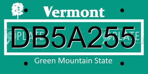 DB5A255 Vermont License Plate