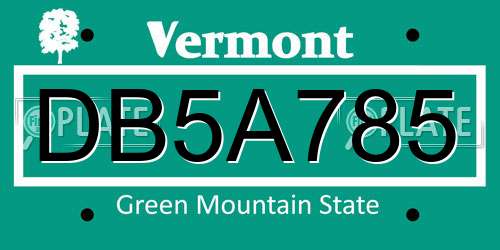 DB5A785 Vermont License Plate