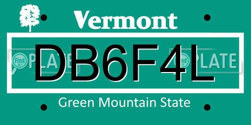 DB6F4L Vermont License Plate