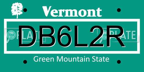 DB6L2R Vermont License Plate