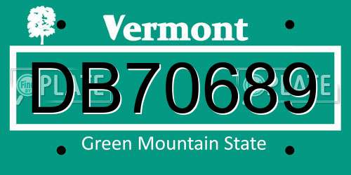 DB70689 Vermont License Plate