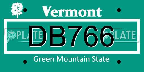 DB766 Vermont License Plate