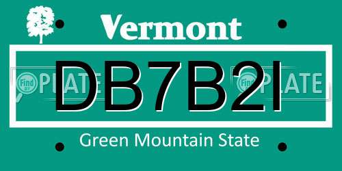 DB7B2I Vermont License Plate