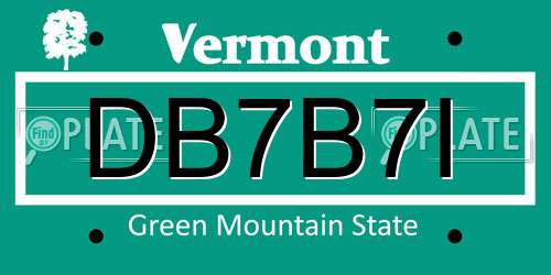DB7B7I Vermont License Plate