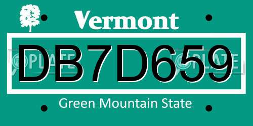 DB7D659 Vermont License Plate