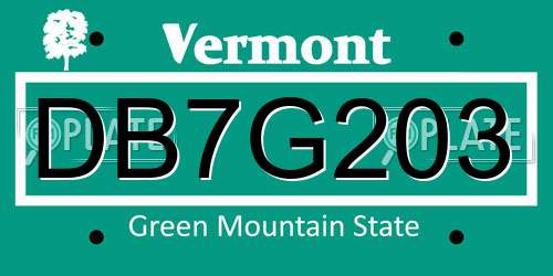 DB7G203 Vermont License Plate