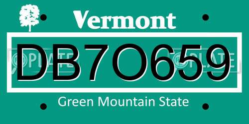 DB7O659 Vermont License Plate