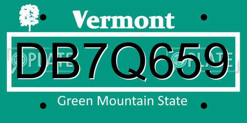 DB7Q659 Vermont License Plate
