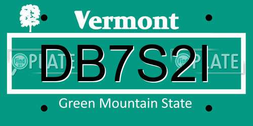 DB7S2I Vermont License Plate