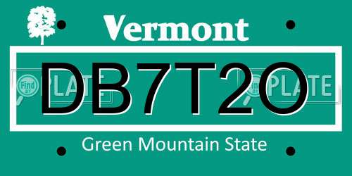 DB7T2O Vermont License Plate