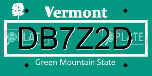 DB7Z2D Vermont License Plate