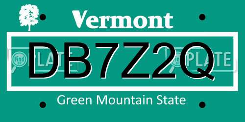 DB7Z2Q Vermont License Plate