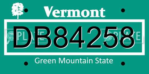 DB84258 Vermont License Plate