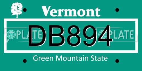 DB894 Vermont License Plate