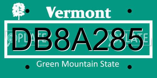 DB8A285 Vermont License Plate