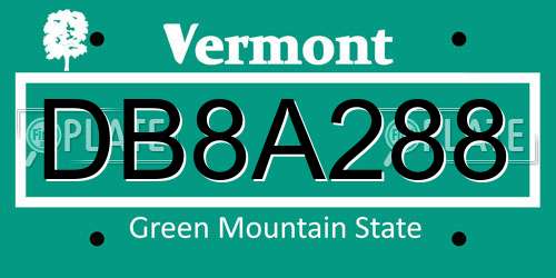 DB8A288 Vermont License Plate