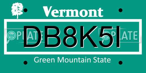 DB8K5I Vermont License Plate