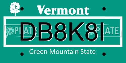 DB8K8I Vermont License Plate