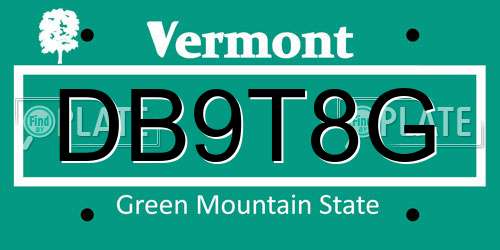 DB9T8G Vermont License Plate
