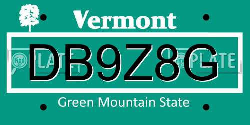 DB9Z8G Vermont License Plate