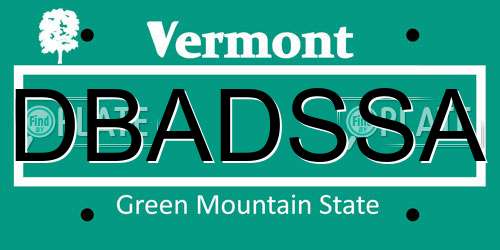 DBADSSA Vermont License Plate