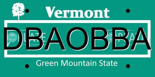 DBAOBBA Vermont License Plate