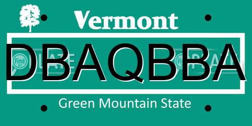 DBAQBBA Vermont License Plate
