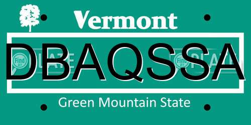 DBAQSSA Vermont License Plate