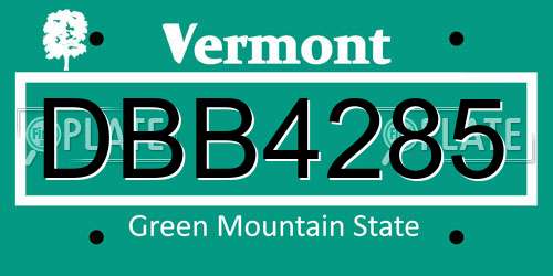 DBB4285 Vermont License Plate