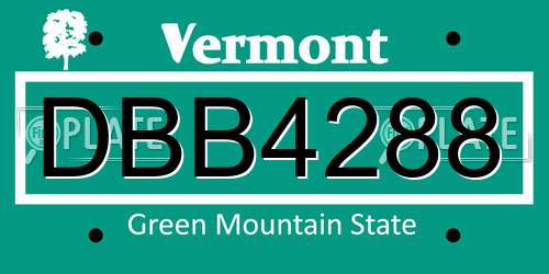 DBB4288 Vermont License Plate