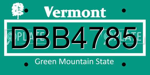 DBB4785 Vermont License Plate
