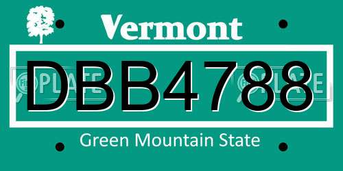 DBB4788 Vermont License Plate